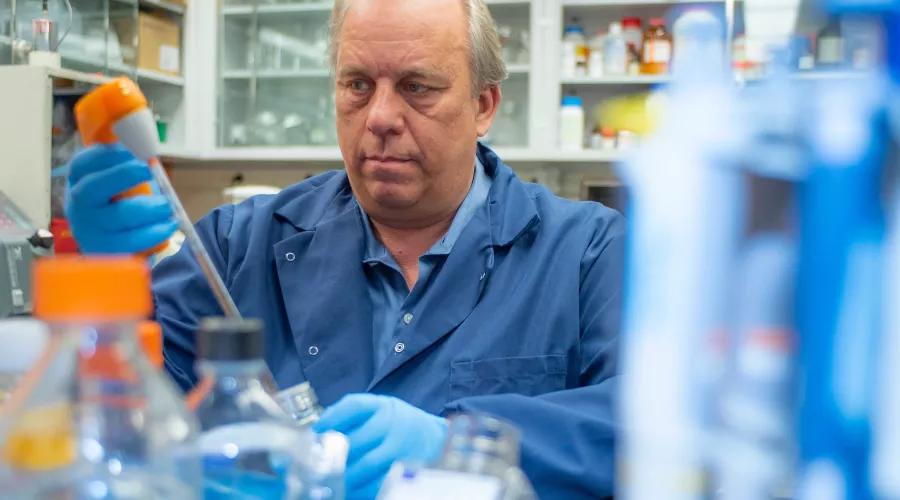 A researcher in a lab environment