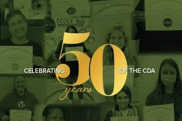 Graphic celebrating 50 years of the Child Development Associate credential