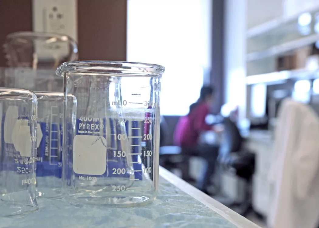Close-up of various lab equipment