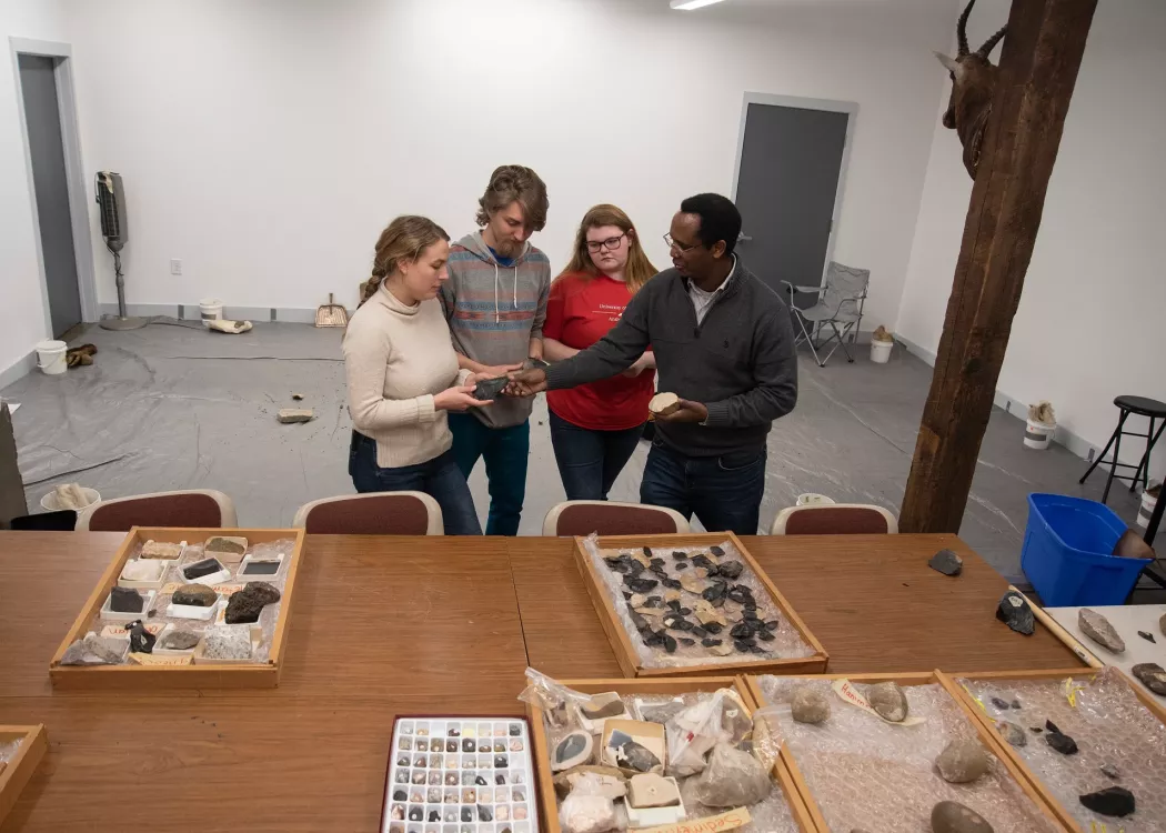 Students learn about and study fossils in a Anthropology Rowan Street classroom