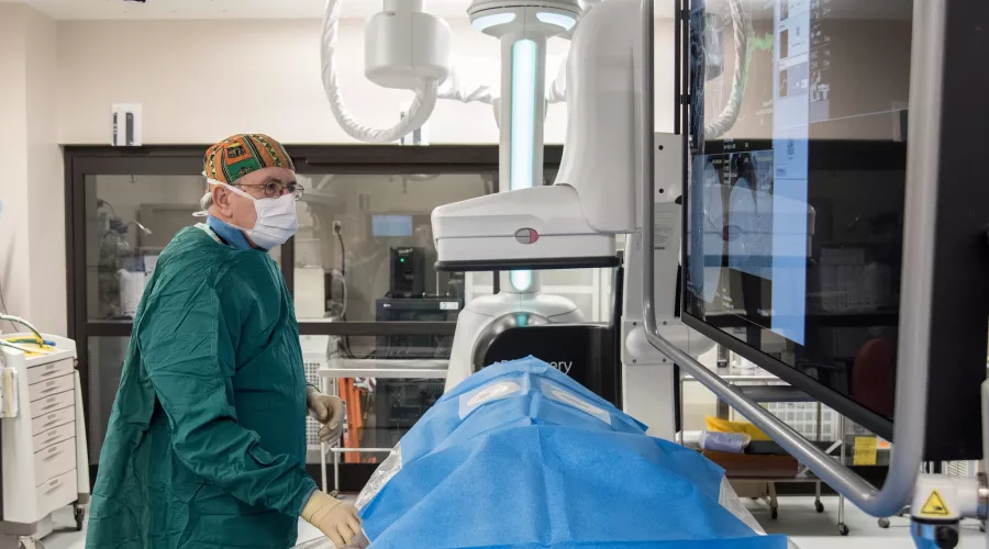Doctor looks at a patients radiology test results