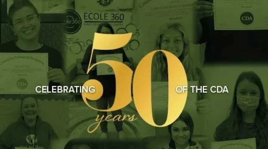 Graphic celebrating 50 years of the Child Development Associate credential